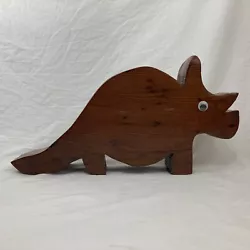 Buy Large Triceratops Silhoutte Wooden Piggy Bank Handmade Art Googly Eyes Cute • 25.09£