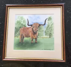Buy Original Highland Cow Watercolour Painting By Yorkshire Artist M. Schwartz 2015 • 18£
