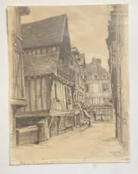 Buy VINTAGE 1920’s Architectural Street Scene Drawing Tudor Buildings Signed J R E H • 9.99£
