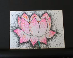 Buy Pink Dotty Lotus Abstract Original ACEO Art Card Mixed Media Mini Artwork  • 2.49£