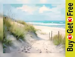 Buy Serene Beach Pathway Watercolor Art - Coastal Scene Print 5  X 7  • 4.49£