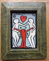 Buy Keith Haring (Handmade) Small Framed Signed Painting Family  • 65£
