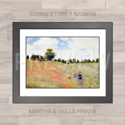 Buy Claude Monet Framed Print: Poppy Field. 400mm X 325mm. Textured Canvas Paper. • 22.41£