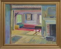 Buy Axel Kyed (1906-1968): COTTAGE INTERIOR W. FIREPLACE • 196.69£