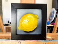 Buy Lemon Original Oil Painting-FRAMED Citrus Bright Affordable Mini Art For Sale • 65£