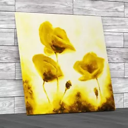Buy Poppies Painting Square Yellow Canvas Print Large Picture Wall Art • 39.95£