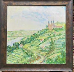 Buy ::oil Painting Nikolausberg With Cup 1953 Antique Frame Signed Church Nature • 154.45£