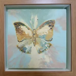 Buy Turquoise Butterfly : Original Framed Painting, Colour, Texture, Gold, Nature,  • 50£