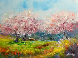Buy JAY JACK JUNG (1955) Original Painting - Spring Cherry Blossom Garden Signed • 354.37£