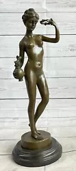 Buy 16” West Art Deco Sculpture Bronze Marble Nude Woman Belle Flower Girl Decor Art • 103.55£