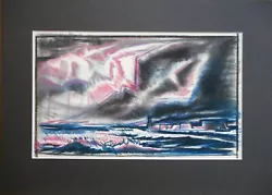 Buy Original Modernist Pastel By Listed Artist William Larkins C1950. Coastal Storm • 35£
