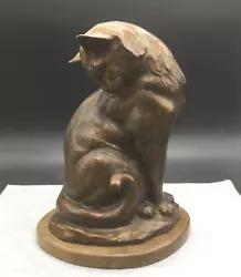 Buy Sandy Scott Preening Cat Limited Edition #32 Bronze Sculpture Figurine Wood Base • 1,273.85£