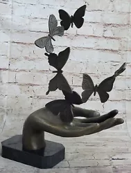 Buy Western Art Deco Bronze Marble Butterfly Butterflies Fly From Hand Sculpture • 188.53£