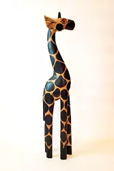 Buy Handsome Vintage Hand Carved And Painted Wood Giraffe Figurine 15  Tall • 24.04£