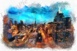 Buy Oil Art, Digital Picture Photo, Wallpaper Background, Toronto Downtown Cityscape • 1.32£