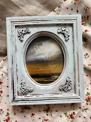 Buy Original Paintings Sky Vintage Old Picture Frame Antique Wood Sea Landscape • 42.82£
