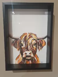 Buy Original Framed Watercolour Painting  Highland Cow Signed  • 29.95£