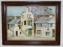 Buy Vintage Oil On Canvas Painting Of Small Devon/Cornwall Town Scene By F Ashworth • 45£