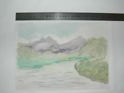 Buy MOUNTAIN HILLSIDE RIVERBANK STREAM Scottish Scene Vintage Watercolour Painting • 2£