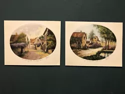 Buy Pair Of Vintage Oval Unframed Country Village Scene Watercolour Paintings Signed • 3.99£