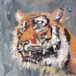 Buy ORIGINAL Oil Painting Tiger Cat SIGNED Collectible Wildlife Portrait Animal Art • 49.76£