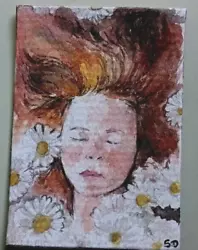 Buy ACEO Original Painting Women Art Card Hand Painted • 8.40£