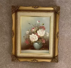 Buy Beautiful Signed Oil On Canvas ‘Roses’ Still Life Antique Style Gold Frame 36x30 • 35£