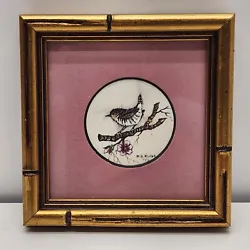 Buy Miniature Painting Bird Cherry Blossom Tree Branch Adele Gregos Mini Framed Art • 49.87£