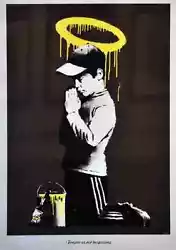 Buy Banksy Forgive Us Our Trespasses Boy Paint Halo A4 10x8 Photo Print Poster • 8.99£