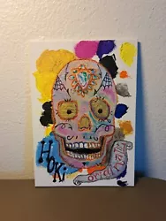 Buy Small Multicolor Acrylic Ink  Skull Painting  (OOAK) Mini Limited 1/1 Signed • 109.97£