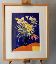Buy ‘The Blue Vase’ Watercolour Still Life Framed Light Wood Colour Frame Flowers • 50£