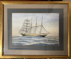 Buy Vintage Schooner Hawaii Ethel M Sterling Ship Boat Original Watercolor Painting • 123.99£