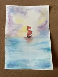 Buy A5 Watercolour Boat Handpainted Painting • 2.49£