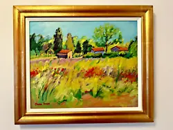 Buy Beautiful Framed Rural Landscape Oil Painting On Canvas Duck Bill Field Flowers • 99.95£