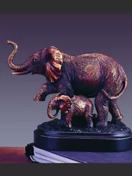 Buy Elepahant & Calf Brass Sculpture Art African Wildlife Animals Brooze Appearance • 33.16£