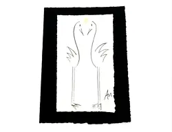 Buy Surrealism Style Watercolour Painting - Pair Of Love Birds After Picasso Signed • 28£