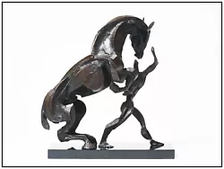 Buy Sophie Dickens Full Round Bronze Sculpture Signed Rearing Horse Groom Modern Art • 4,403.14£
