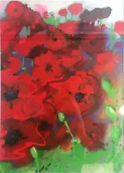 Buy 50% Off Original Penelope Timmis Painting #155 Red Poppies On Green, NOT A PRINT • 540£