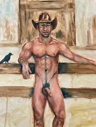 Buy Original Gay Male Interest Art Oil Painting Daniel W Green Cowboy Man Nude • 237.67£