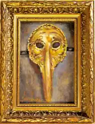 Buy Original Mario Mendoza Venetian Mask Classic Oil Painting Gilded Gold Frame Face • 650£