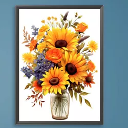 Buy Paint By Numbers Kit DIY Sunflower Oil Art Picture Craft Home Wall Decor (009) • 7.31£
