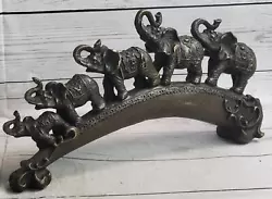 Buy Pride Of Elephants On Bridge Bronze Metal Statue Sculpture Figures Original Art • 165.29£