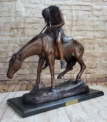 Buy Signed American J.Frazer Indian Man On Horse Bronze Sculpture Marble Base Statue • 670.88£