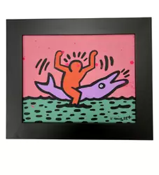 Buy Keith Haring Dolphin Graffiti Art Pop Art Original Painting • 358.49£