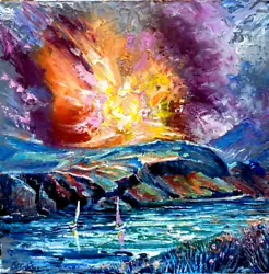 Buy Seaside Sailing Sunset,Bill Baker.direct From Artist.original Oil Painting. • 10£
