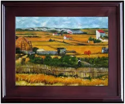 Buy Framed Van Gogh The Harvest Repro, Quality Hand Painted Oil Painting 12x16in • 132.26£