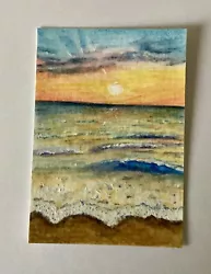 Buy ACEO Original - Sunset At The Beach, By D.Townsend, Seascape • 2.50£