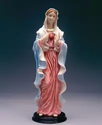 Buy Statue Of Sacred Heart Of Maria Powdered Of Marble, Hand-Painted • 118.39£