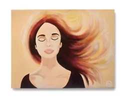 Buy Acrylic Painting Woman Portrait Canvas 40cm X 30cm Wall Art Gift Abstract Pease • 29£