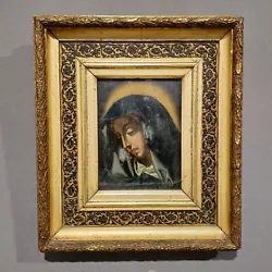 Buy Antique Rilla Madonna Addolorata Chiaroscuro Frame Golden XVIII Century • 930.19£